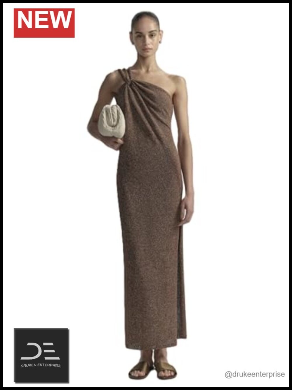 One-Shoulder Maxi Dress Knotted Drape Sleeveless Column Casual